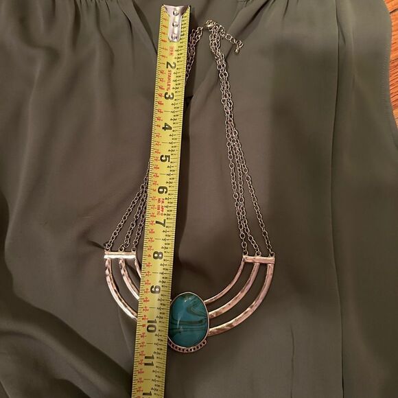 Vintage Gold and turquoise triple bar “cleopatra” necklace , lobster clasp - Picture 6 of 8